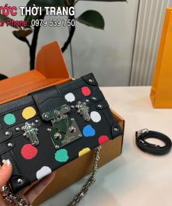 Túi xách đeo chéo LV Petite Malle màu đen họa tiết chấm tròn nhiều màu đặc sắc size 20x12 cm