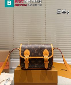 Túi xách đeo chéo Lv Satchel màu nâu size 19,5 cm họa tiết monogram nổi bật sang trọng
