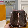 Túi xách đeo chéo LV neo noe màu nâu họa tiết monogram size 26 cm quai hồng nữ tính