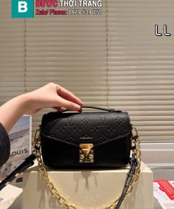 Túi xách đeo chéo Lv Pochette Metis màu đen size 21x14 cm phong cách sang trọng với logo vàng sáng bắt mắt