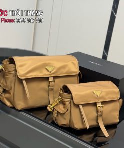 Túi xách đeo chéo PRADA màu nâu size 22cm&30 cm logo vàng sáng nổi bật