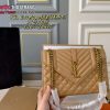 Túi xách đeo chéo YSL envelope màu nâu da hạt bền bỉ dây đeo vàng sáng nổi bật