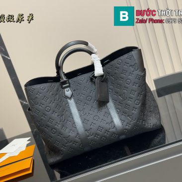 Túi xách nam cỡ lớn LV chất liệu da dập nổi hoa văn có thể đựng laptop