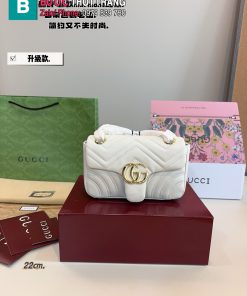 Túi xách nữ Gucci marmont màu trắng size 22x6x13 cm da mềm tag vàng logo nổi bật