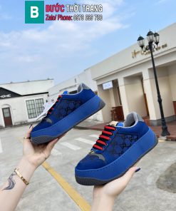 Giày Gucci GG Canvas Purple đế cao 6cm tôn dáng màu xanh navy đậm cá tính form bánh mì