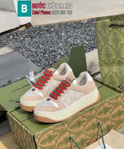 Giày Gucci GG Canvas Purple đế cao 6cm tôn dáng màu nâu cá tính form bánh mì