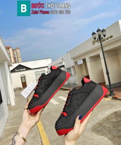Giày Gucci GG Canvas Purple đế cao 6cm tôn dáng màu đen đế đỏ cá tính form bánh mì