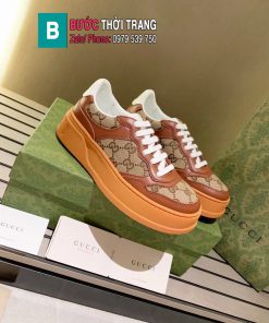 Giày thể thao GUCCI màu nâu canvas cao cấp logo nổi bật đế giày IP siêu nhẹ kiểu dáng tinh tế