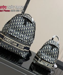 Ba lô Dior màu xanh đen chất liệu vải cao cấp size 21x27 cm và 32x40 cm.