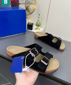 Dép Birkenstock màu đen da lộn phong cách tối giản thanh lịch
