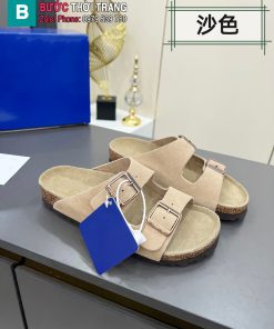 Dép Birkenstock màu nâu nude da lộn phong cách tối giản thanh lịch