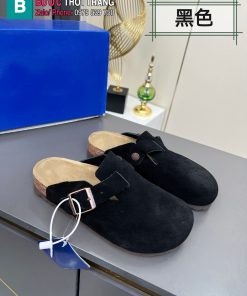 Giày Birkenstock màu đen da lộn phong cách tối giản thanh lịch