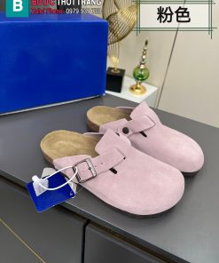 Giày Birkenstock màu hồng da lộn phong cách tối giản thanh lịch