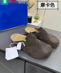 Giày Birkenstock màu nâu socola da lộn phong cách tối giản thanh lịch