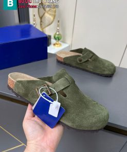 Giày Birkenstock màu xanh rêu da lộn phong cách tối giản thanh lịch