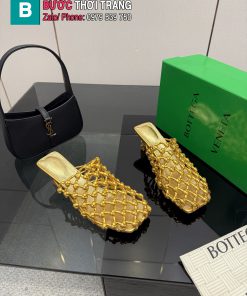 Giày cao gót Bottega Veneta màu vàng da lưới đan cao cấp