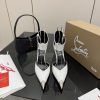 Giày cao gót Christian Louboutin màu trắng gót đỏ mũi nhọn đế cao 10,5 cm