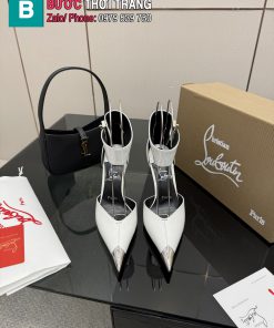 Giày cao gót Christian Louboutin màu trắng gót đỏ mũi nhọn đế cao 10,5 cm