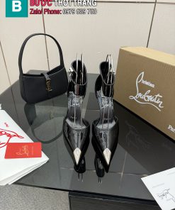 Giày cao gót Christian Louboutin màu đen da bóng gót đỏ mũi nhọn đế cao 10,5 cm