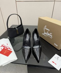 Giày cao gót Christian Louboutin màu đen da bóng gót đỏ đế cao 10,5 cm