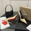 Giày cao gót Christian Louboutin màu nude da bóng gót đỏ đế cao 10,5 cm