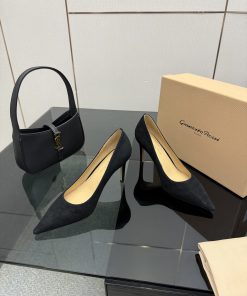 Giày cao gót Gianvito Rossi màu đen da lộn cao cấp đế cao 8,5 cm