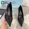 Giày cao gót PRADA màu đen chất liệu lụa satin tơ tằm cao cấp gót nhọn cao 8,5 cm