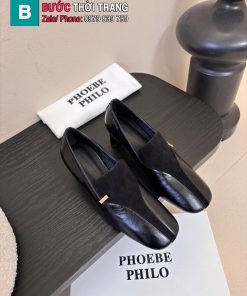 Giày nữ Phoebe philo màu đen gót vuông da sáp dầu cao cấp