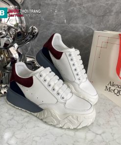 Giày thể thao Alexander McQueen màu trắng gót đỏ đô thiết kế mới đế cao 4.5cm