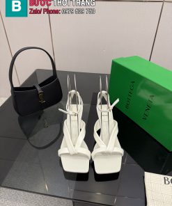 Giày cao gót Bottega Veneta màu trắng da bò cao cấp thiết kế mũi vuông