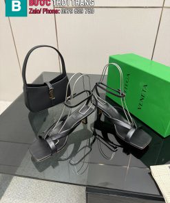 Giày cao gót Bottega Veneta màu đen da bò cao cấp thiết kế mũi vuông