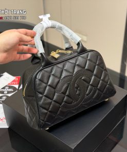 Túi xách cầm tay CN bowling vintage màu đen size 26x15 cm