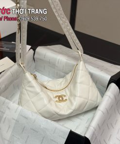 Túi xách CN25S Gold Coin Hobo da mềm mại màu trắng size 25x14cm