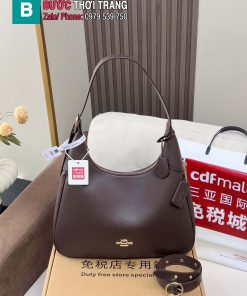 Túi kẹp nách COACH Ella màu nâu socola da mềm size 35.5x32.5x6 cm