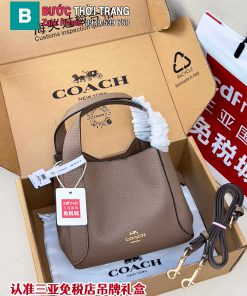Túi xách COACH Hadley hobo21 mẫu túi giỏ siêu tiện dụng size 21 cm màu ghi nâu