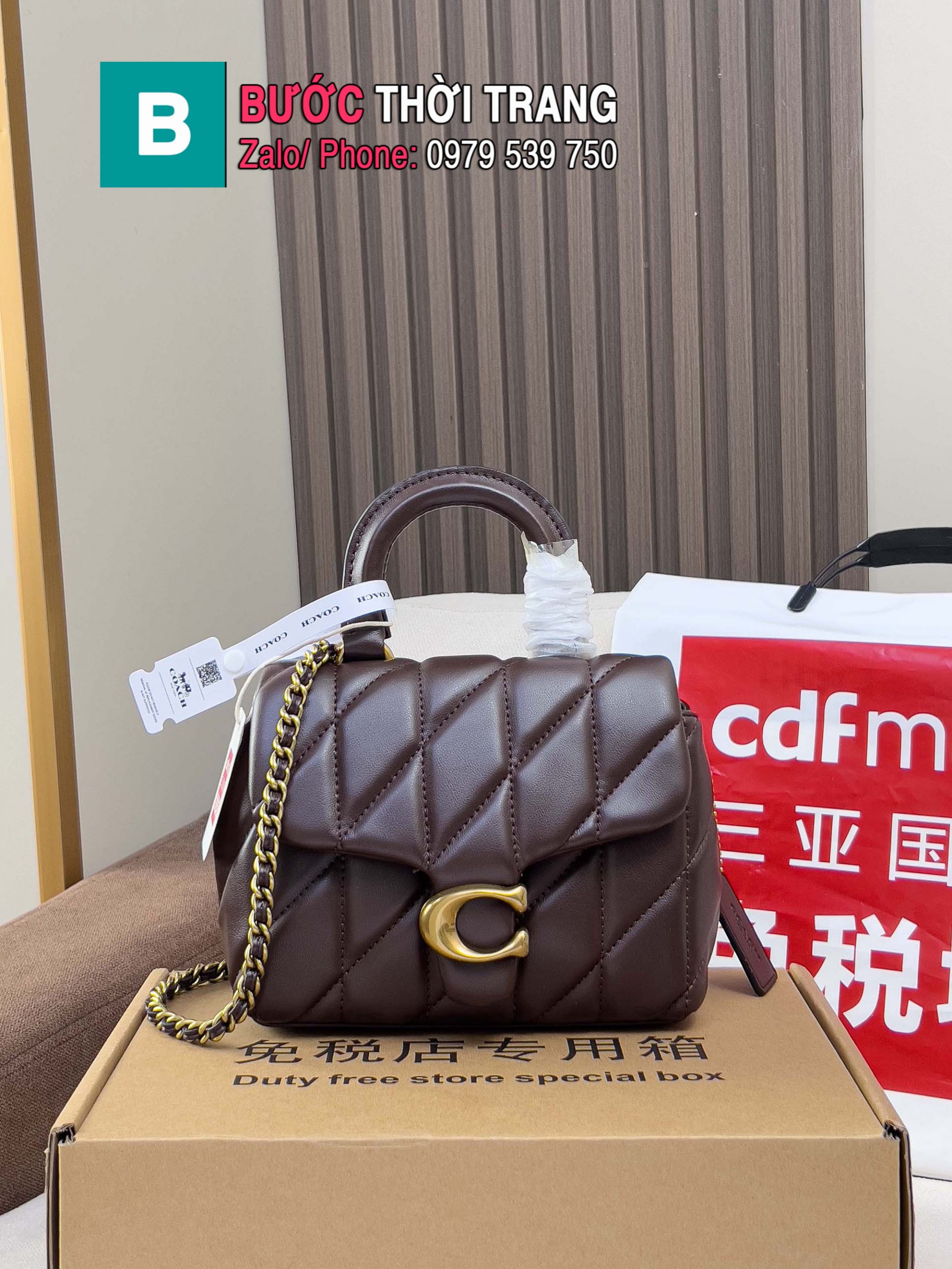 Túi đeo chéo nữ coach tabby màu đỏ đô size 19cm nhỏ gọn