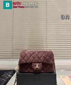 Túi đeo chéo CN màu nâu socola size 20 cm chất liệu nhung