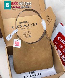 Túi kẹp nách Coach Brooklyn28 màu nâu da lộn size 28 cm