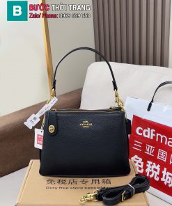 Túi kẹp nách COACH màu đen da mềm size 27.5x19x12 cm