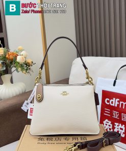 Túi kẹp nách COACH màu trắng ngà da mềm size 27.5x19x12 cm
