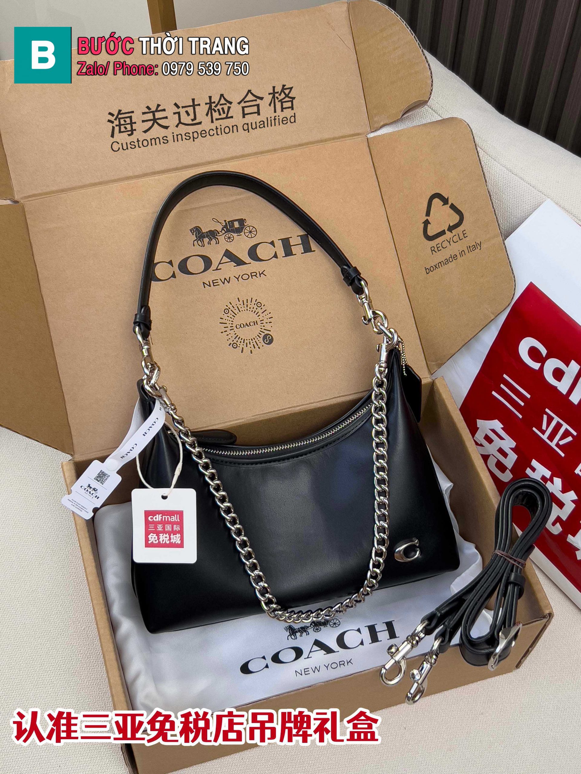 Túi kẹp nách Coach cỡ vừa màu đen mang đến vẻ đẹp trẻ trung