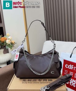 Túi kẹp nách Coach Juliet phiên bản mới màu nâu socola size 30x12x16 cm