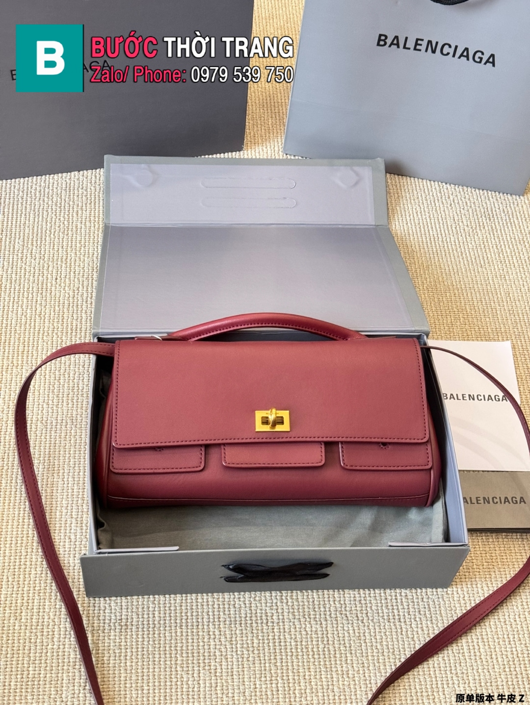 Túi xách nữ Balen Belair đeo chéo da bò size 27cm