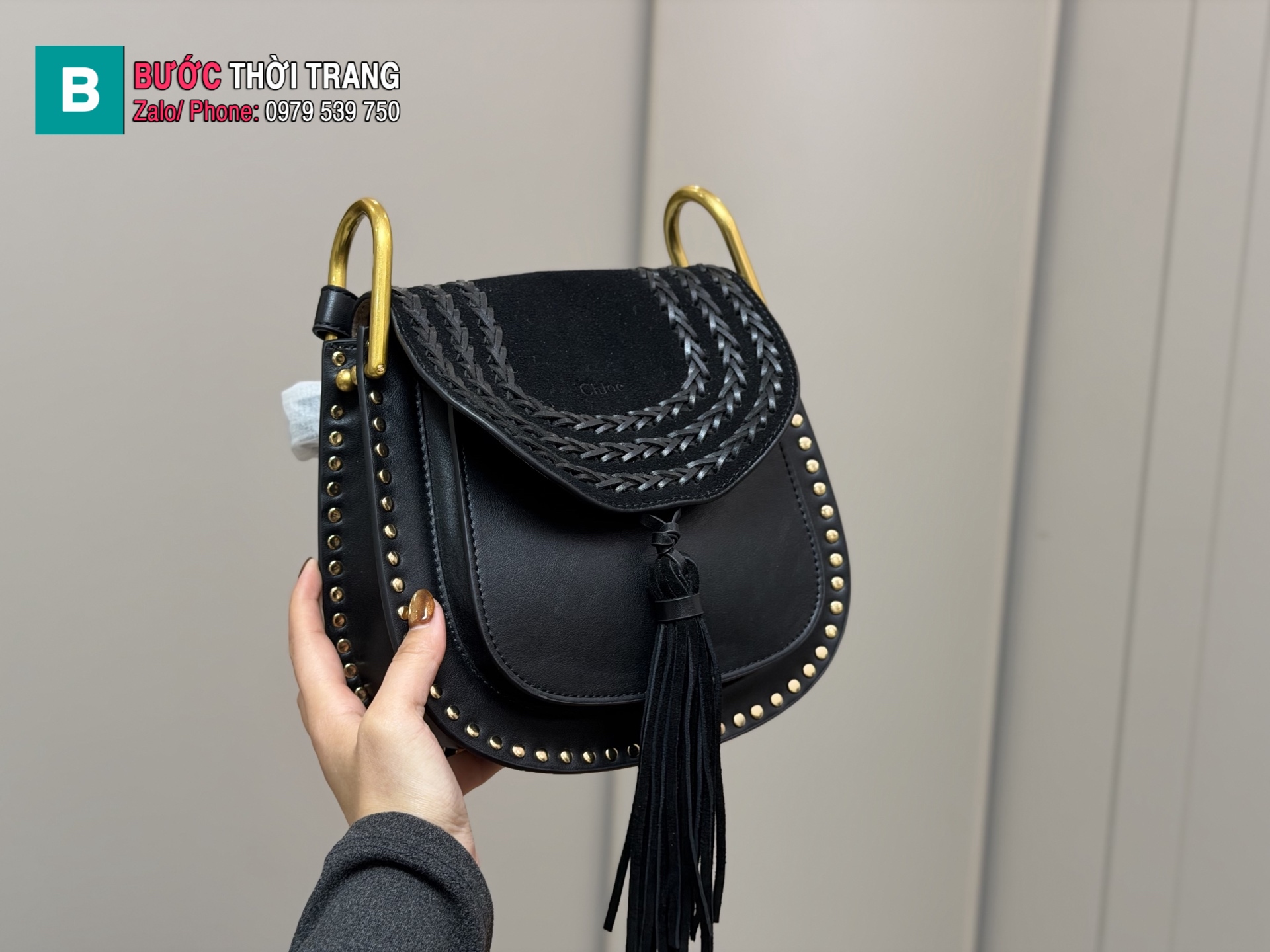 Túi yên ngựa CHLOE màu đen size 22x23 cm