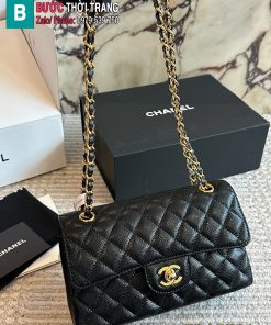 Túi xách CN CF màu đen cao cấp da hạt size 23 cm