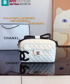 Túi xách CN Cambon vintage màu trắng ô trám size 25x6x16 cm
