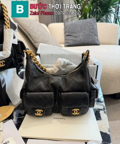 Túi xách cầm tay CN Hobo màu đen vàng da mềm cao cấp size 23cm, 30 cm