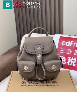 Túi xách COACH Hadley dáng ba lô màu ghi nâu size 22x23 cm da bò