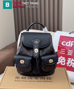 Túi xách COACH Hadley dáng ba lô màu nâu đen size 22x23 cm da bò