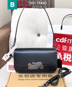 Túi xách COACH Harper da trơn mịn size 24x14x5 cm màu đen